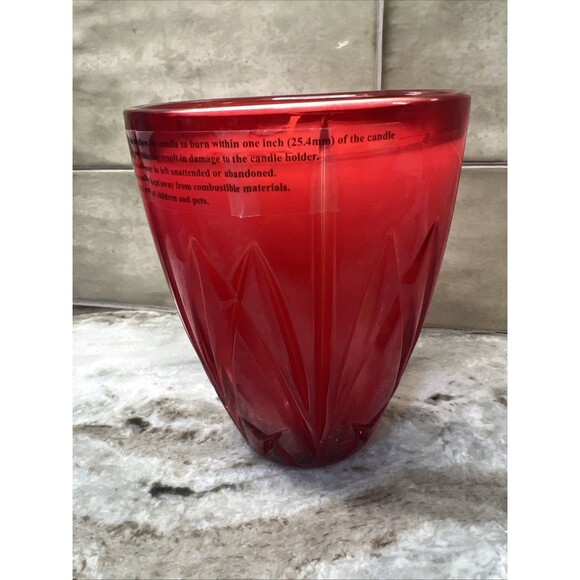 Marquis By Waterford Brookside Red Hurricane Candle RUBY Red ~ Cinnamon RARE - Picture 4 of 9
